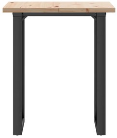 Tömör fenyőfa és acél étkezőasztal O-vázzal 70x70x75,5 cm