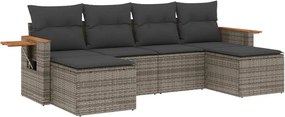 vidaXL 6 részes szürke polyrattan kerti ülőgarnitúra párnákkal