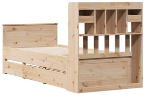 tömör fenyőfa könyvespolcos ágy matrac nélkül 75 x 190 cm