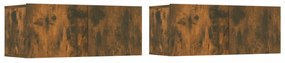 2 db füstös tölgy színű szerelt fa TV-szekrény 80 x 30 x 30 cm
