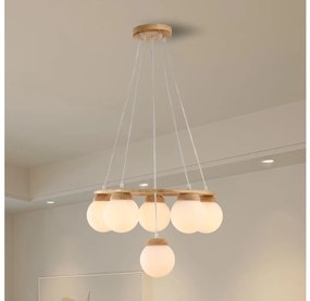 Brilagi - VISBY WOOD zsinóros függeszték 6xE27/60W/230V, átm. 58 cm, kaucsukfa
