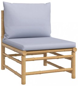 12 részes bambusz kerti ülőgarnitúra világosszürke párnákkal