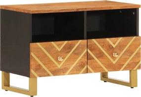 vidaXL fekete-barna tömör mangófa TV-szekrény 70 x 33,5 x 46 cm