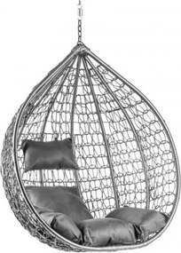 Szürke felfüggesztett KOKON szék állvány nélkül, szürke párna