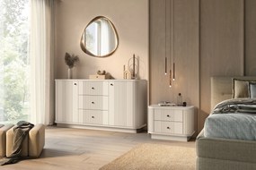 Vesper komód 160 cm fiókokkal lábazaton - kasmír / fekete fogantyúk