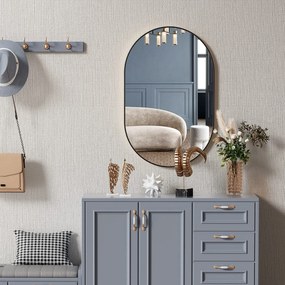 Ovális fali tükör OLVANI 80x40 cm fekete kerettel