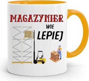 Sárga Bögre Raktárosnak Jobban Tudja Ajándék fényképes nyomattal