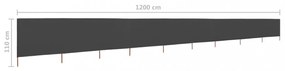 antracitszürke 9 paneles szövet szélfogó 1200 x 80 cm