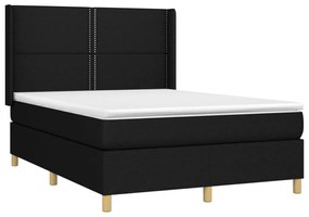 fekete szövet rugós és LED-es ágy matraccal 140x190 cm