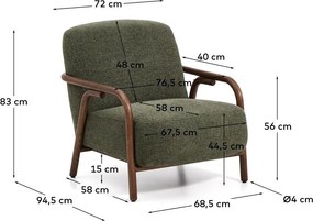 Sötétzöld zsenília fotel Sylo – Kave Home