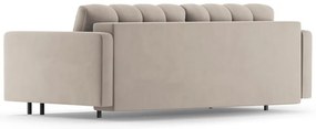 Bézs bársony kinyitható tárolóhelyes kanapé 222 cm Bali – Cosmopolitan Design