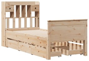 tömör fenyőfa könyvespolcos ágy matrac nélkül 75 x 190 cm