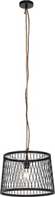 Rusztikus kültéri lógólámpa fekete rattannal 40 cm - Calamus