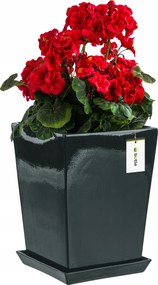 Kerámia kaspó 29,5x34 cm mázas állvány Grafit Fedő Magas