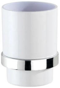 WENKO 23847800-Fogkefetartó pohár TURBO-LOC QUADRO ED. 7x9,5 cm fényes króm/fehér