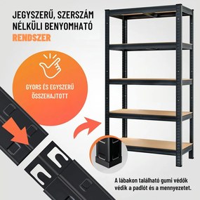 HEAVY nagy teherbírású polc, max 875kg, 90x40x180cm, fekete Jurhan