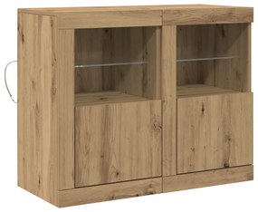 LED világítással ellátott oldalszekrények 2 db Kézműves tölgy 41x37x67 cm
