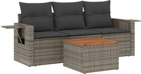 vidaXL 4 részes szürke polyrattan kerti ülőgarnitúra párnákkal