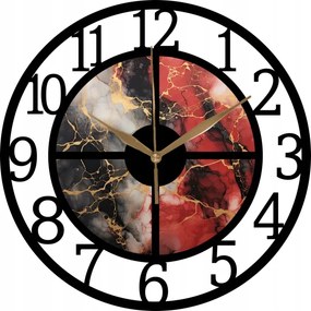 Dekoratív falióra Nappaliba Fekete-piros márvány arany 35cm
