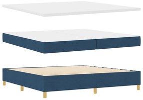 vidaXL Boxspring ágy matraccal és LED világítással, kék szövet, 200x200 cm