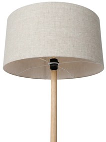 Rusztikus állólámpa fa, világosbarna árnyékolóval - Mels