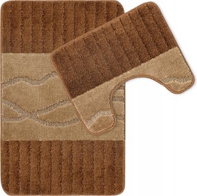 Fürdőszobaszőnyeg Szett Csúszásgátló 2 Részes Barna Bézs 50X80