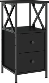 vidaXL fekete szerelt fa éjjeliszekrény 34x35,5x70 cm