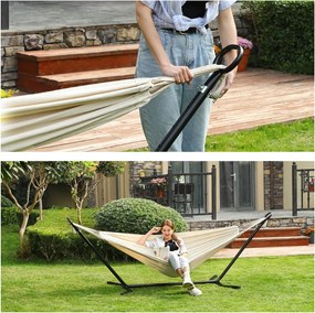 Hintaágy állvánnyal, 5 állítható magasság, bézs, 210 x 150 cm