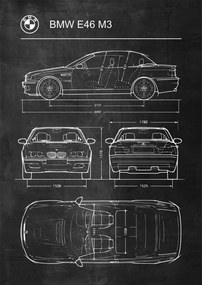 Poszter Bmw E46 M3 Retro Patent Poster Séma