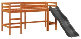 barna tömör fenyőfa gyerek-galériaágy matrac nélkül 90 x 190 cm