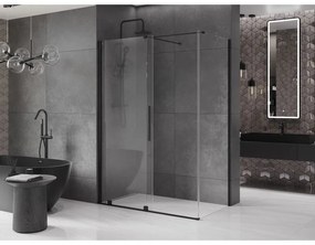 Mexen Velar, zuhanykabin tolóajtóval 150 (ajtó) x 90 (fal) cm, 8mm átlátszó üveg, fekete matt, 871-150-090-01-70