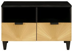 TV szekrény Fekete és Arany 70 x 33 x 46 cm tömör mangófa