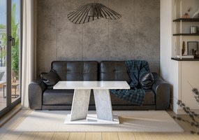 Dohányzóasztal Mulnu (fényes fehér + kő). 1055222