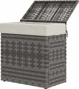 Outsunny PE Rattannal készült Kerti Tároló Box, Kültéri Tároló Pad Non-slip Lábakkal és Vízálló Béléssel, 57x34x62cm, Szürke és Bézs | Aosom