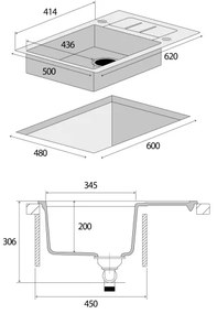 Concept DG05C45BE - Konyhai mosogató CUBIS 50x62 cm gránit/bézs
