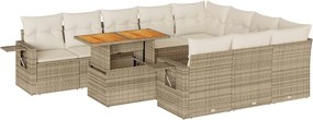 vidaXL 11 részes bézs polyrattan kerti ülőgarnitúra párnákkal