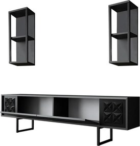 Line Anthracite and Black TV-állvány polcokkal