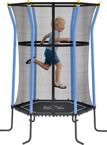 HOMCOM Gyermek Trampolin Ø163,5 cm, Belső Trampolin Biztonsági Hálóval és Élborítással, Bungee Kábellel, 50 kg-ig, 3-10 Éves Gyerekeknek Kék | Aosom