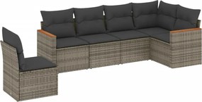 vidaXL 6 részes szürke polyrattan kerti ülőgarnitúra párnákkal