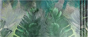 Kép - Beton textúra levelekkel (120x50 cm)