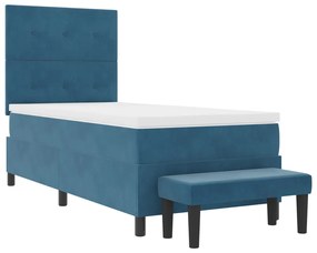 Boxspring Ágy Mattal és Pad Dark Blue 100x200 cm Velvet