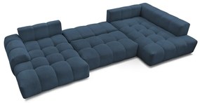 Sötétkék zsenília kinyitható-tárolóhelyes sarokkanapé (jobb oldali-U alakú) Everest – Bobochic Paris