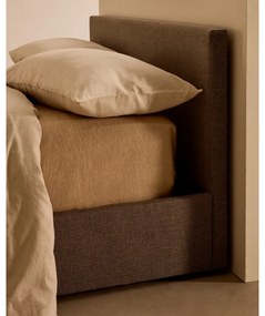 Szürke kárpitozott ágyneműtartós egyszemélyes ágy ágyráccsal 90x200 cm Nahiri – Kave Home