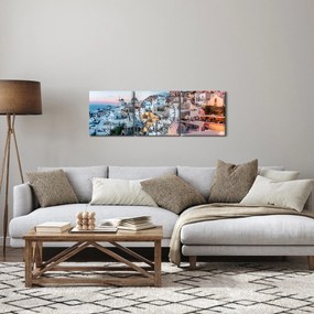 Kép - Alkonyat Santoriniban (órával) (90x30 cm)