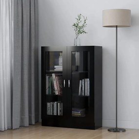 fekete szerelt fa vitrinszekrény 82,5 x 30,5 x 115 cm