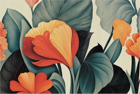 Flizelin tapéta Divatos 3D fali ragasztó Színes virágok 104x70 Ragasztó