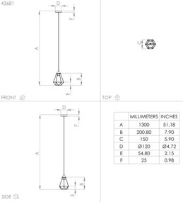 Eglo 43681 - Csillár zsinóron TARBES 1xE27/60W/230V á. 17,5 cm