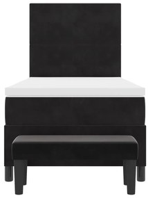 Boxspring Ágy Matrac és Pad Fekete 100x200 cm Velúr