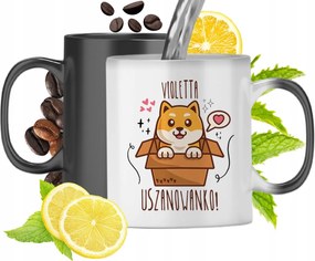 Mágikus bögre Violetta számára fekete matt nyomott mintával 330ml