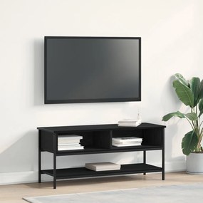 TV szekrény Fekete tölgy 100x35x45 cm Fának készült és acél